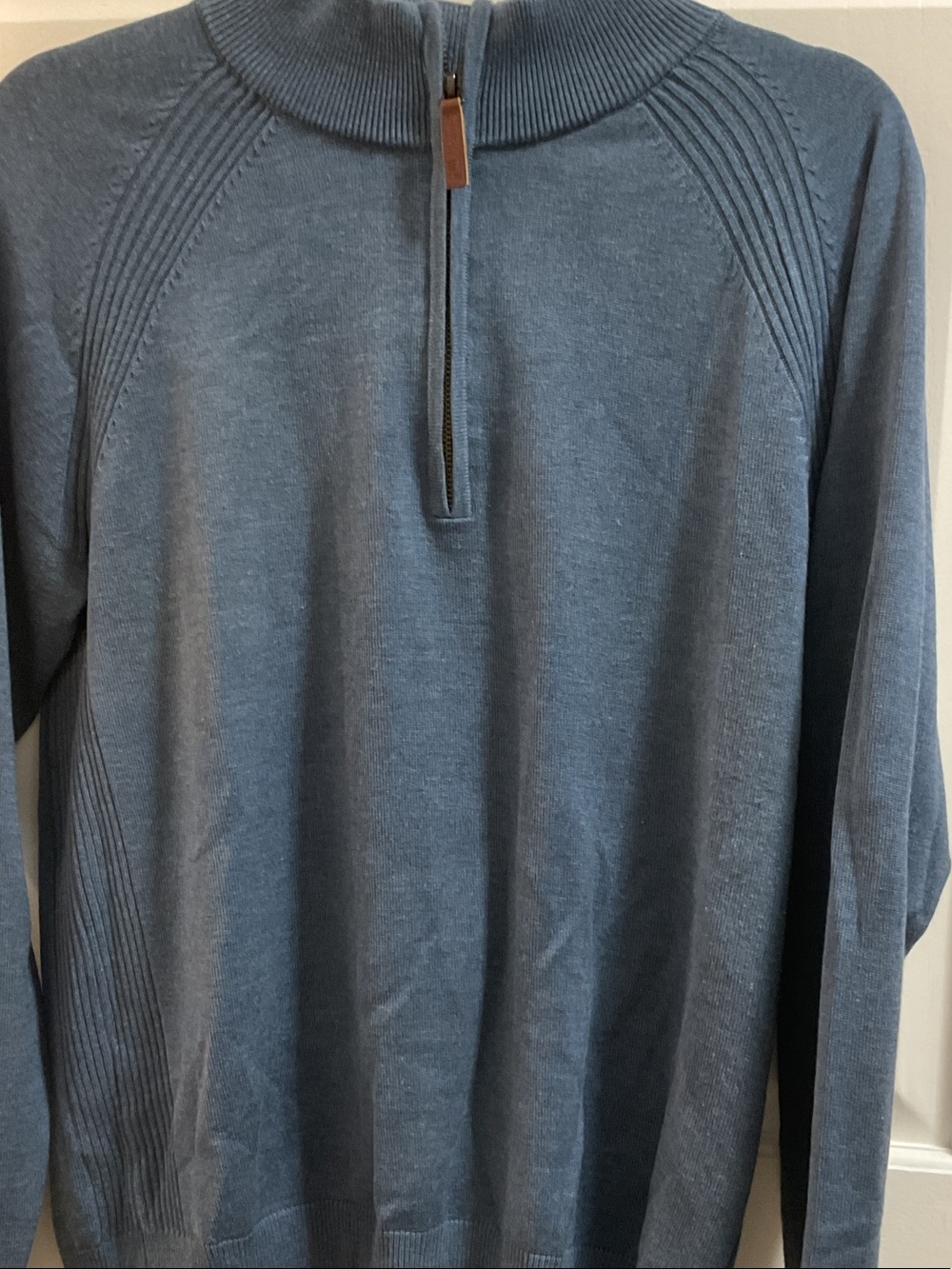 FootJoy Men's Zip-Front Sweater in Slate Blue Grey